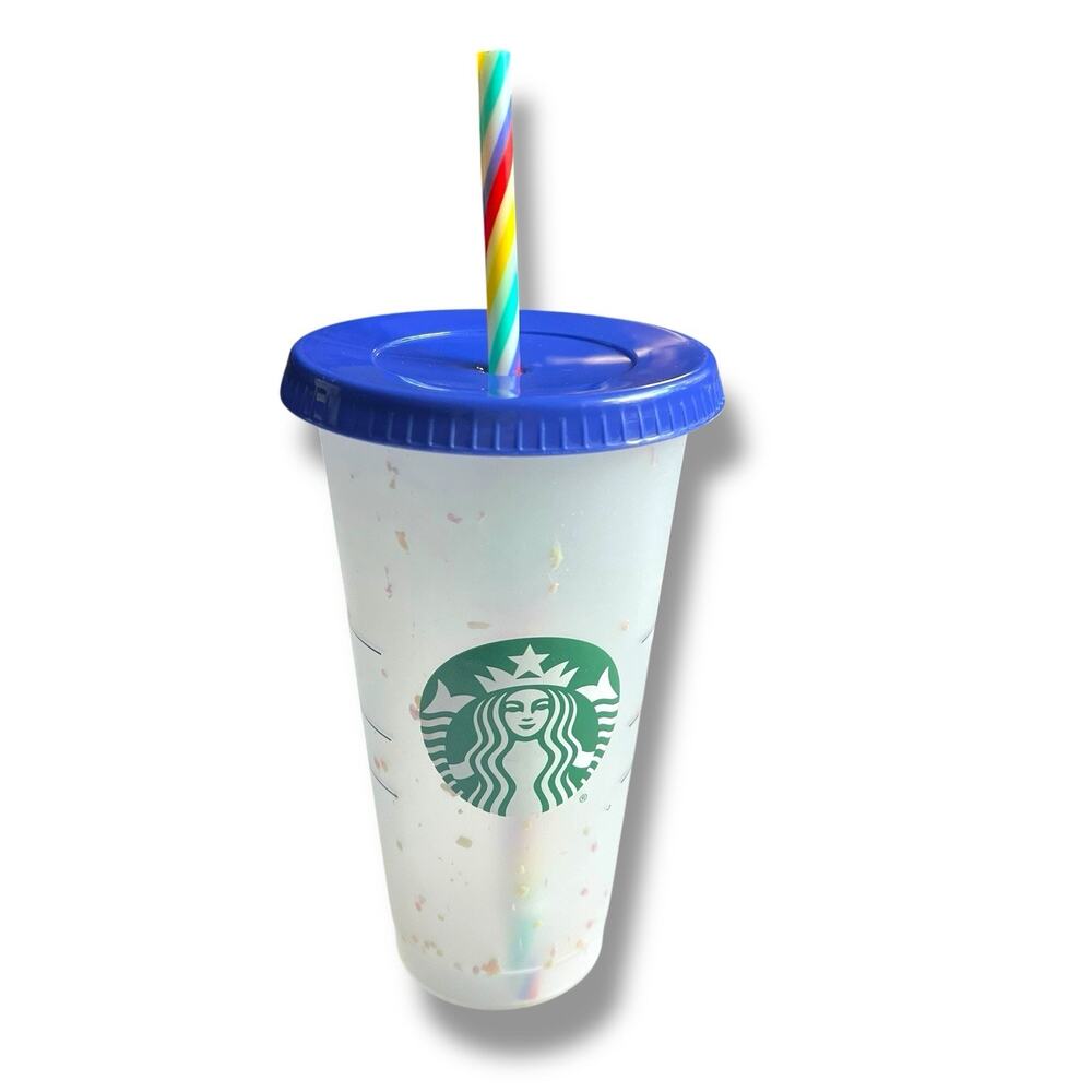 Starbucks Unicorn Confetti Color Changing Cup Tumbler Rainbow Straw Reusable